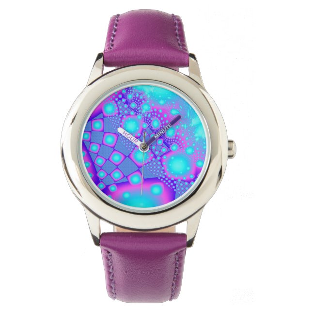 Montre Neon Molecules Psychedelic Fractal (devant)