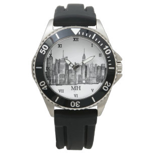 Montre New York City Black Modern Skyline Travel NYC