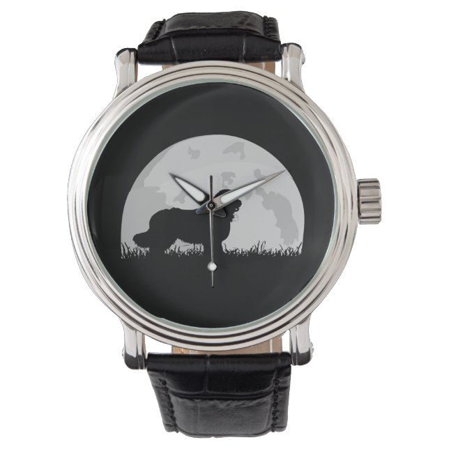 Montre Newfoundland Mountain Dog Full Moon Silhouette (devant)