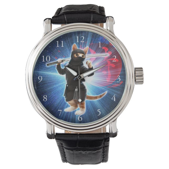 Montre Ninja Chat dans l'espace. (devant)