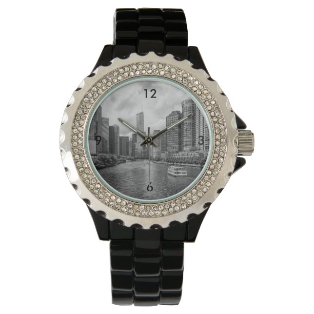 Montre Niveaux De Gris De La Rivière Chicago Et De La Tou (devant)