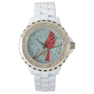 Montre Noël Cardinal oiseau collage