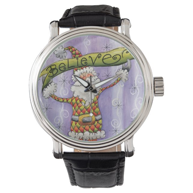 Montre Noël Caricature mignonne, je crois en Père Noël (devant)