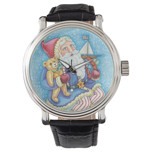 Montre Noël mignon, le Père Noël sur Snowball avec jouets (devant)