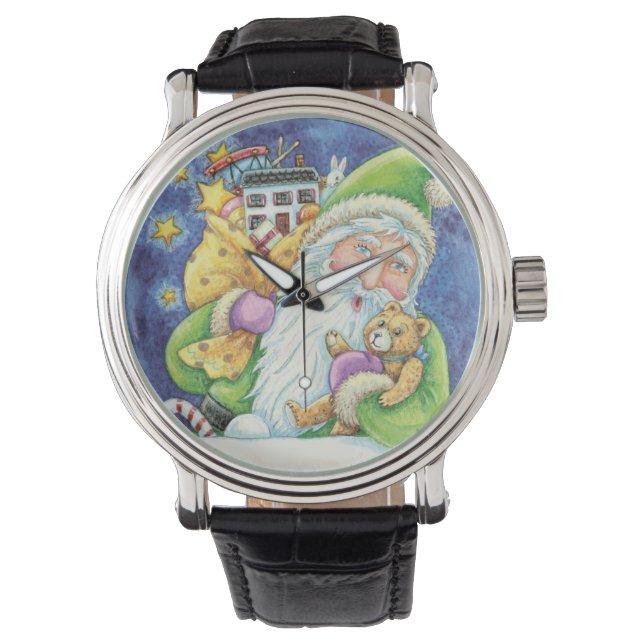 Montre Noël mignon, Père Noël à Chimney avec jouets (devant)