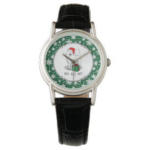 Montre Noël Père Noël Casquette Samoyé Chien mignonne