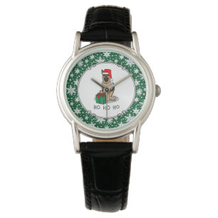Montre Noël Santa Hat Allemand Berger Chien mignonne