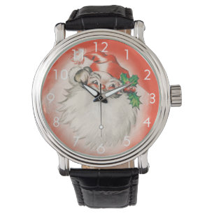 Montre Noël vintage, joyeux Père Noël rétro 50