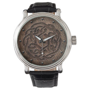 Montre Noeud celtique noir gaufré sur art numérique en cu