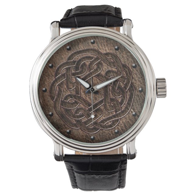 Montre Noeud celtique noir gaufré sur art numérique en cu (devant)