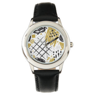 Montre Noir abstrait 03 d'or de Geo