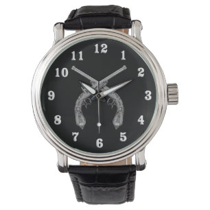 Montre Noir croisé de pistolets
