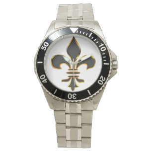 Montre Noir et or Fleur-De-lis