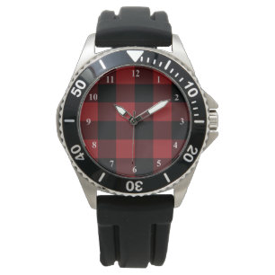Montre Noir et rouge à l'aide de plaid - Mode