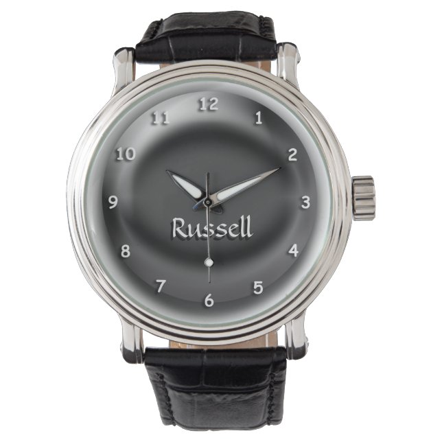 Montre - Noir orb 3D avec nom (devant)