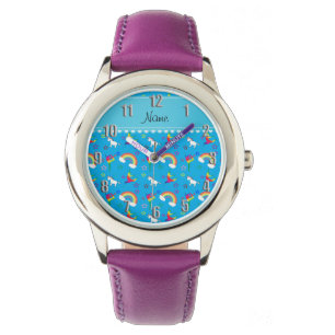 Montre Nom ciel bleu gymnastique arc-en-ciel licornes