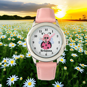 Montre Nom d'ajout de coccinelle rose