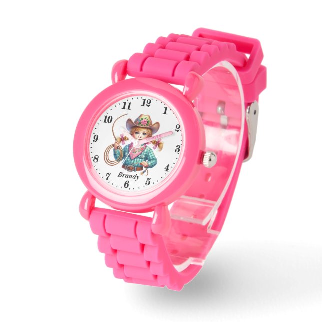 Montre Nom d'ajout de cowgirl mignonne (Angle)