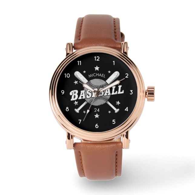 Montre Nom de base-ball personnalisé tendance Maroon (Recto)