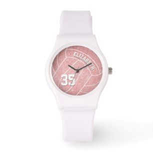 Montre nom de fille jersey numéro de volley-ball rose spo