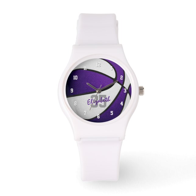 Montre nom de l'athlète maillot numéro violet blanc baske (Recto)