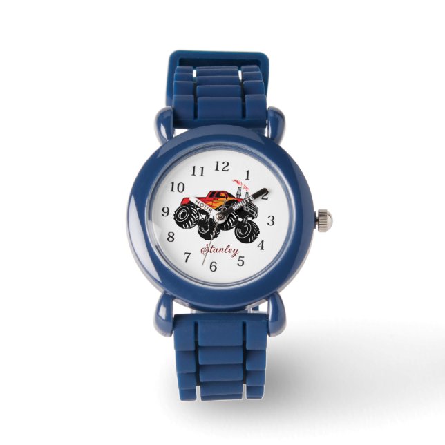 Montre Nom des Garçons Noirs Rouges - Camion Monster Pers (Recto)