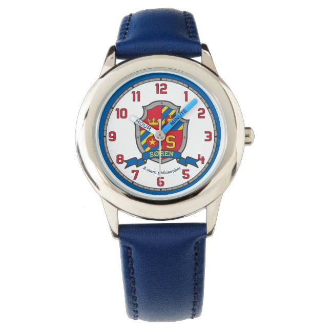 Montre Nom des garçons Soren signifiant crête rouge bleu  (devant)