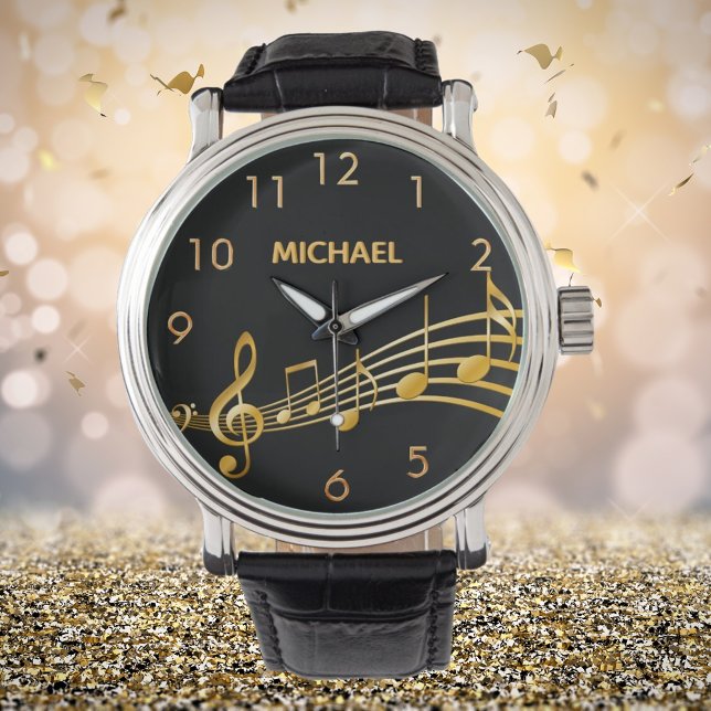 Montre Nom des notes de musique en or noir (Créateur téléchargé)
