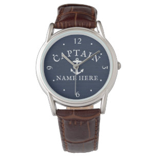 Montre Nom du capitaine de bateau Ancre marine bleu marin