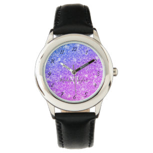 Montre Nom du monogramme de la Parties scintillant rose e