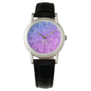 Montre Nom du monogramme de la Parties scintillant rose e