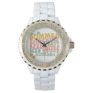 Montre Nom du monogramme rose d'été Super
