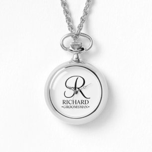 Montre Nom et monogramme du Groomsman personnalisé
