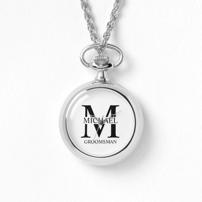 Montre Nom et monogramme du Groomsman personnalisé (Recto)