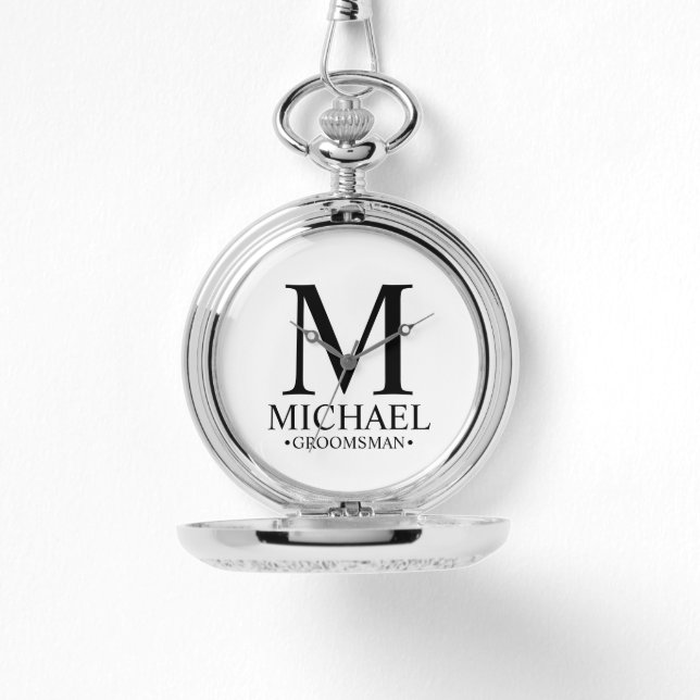 Montre Nom et monogramme du Groomsman personnalisé modern (Recto)