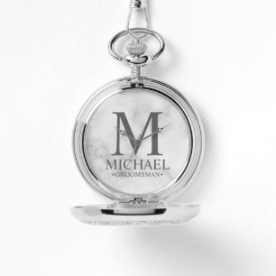 Montre Nom et monogramme du Groomsman personnalisé modern