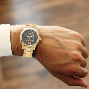 Montre Nom et numéro du joueur de basket-ball Noir et Or