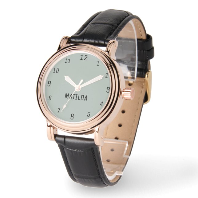 Montre Nom Fille Garçon Femmes Hommes | Ash Grey Elegant (Angle)