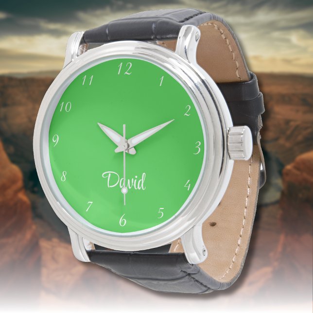 Montre Nom Fille Garçon Femmes Hommes | Élégant vert citr (Créateur téléchargé)