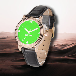 Montre Nom Fille Garçon Femmes Hommes   Neon Green Style