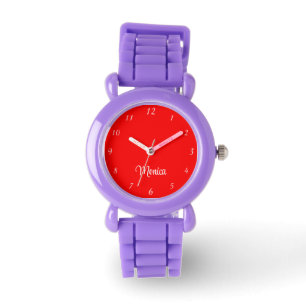 Montre Nom Fille Garçon Femmes Hommes Red Elegant Moder