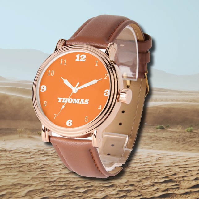 Montre Nom Fille Garçon Femmes Hommes | Sunset Orange Sty (Créateur téléchargé)