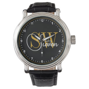 Montre Nom monogramme et signature moderne foncée