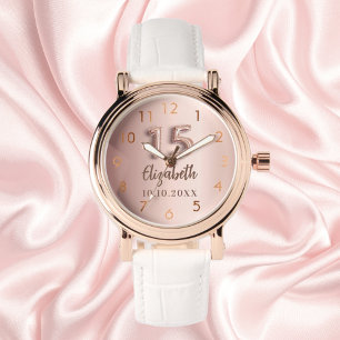 Montre Nom or rose Quinceanera