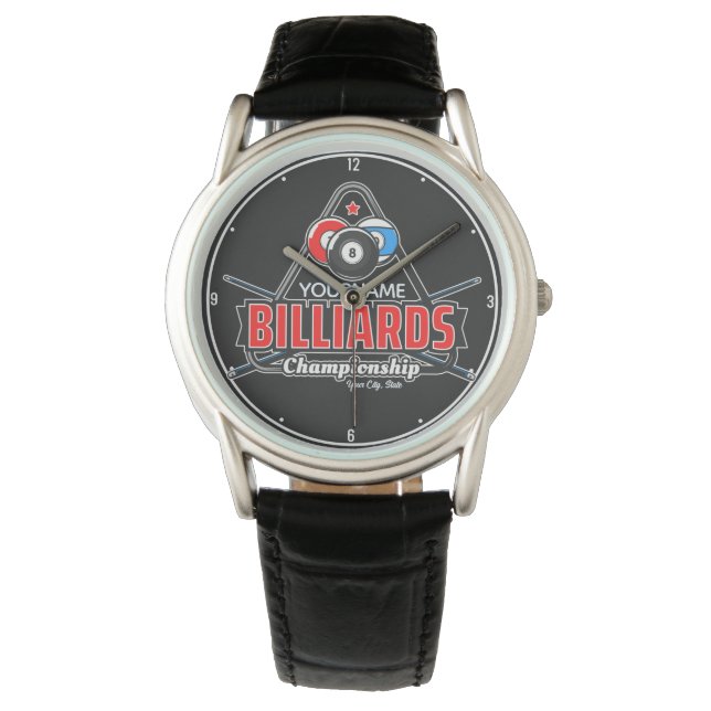 Montre NOM Personnalisé Billard 8 Ball Pool Cue Rack (devant)
