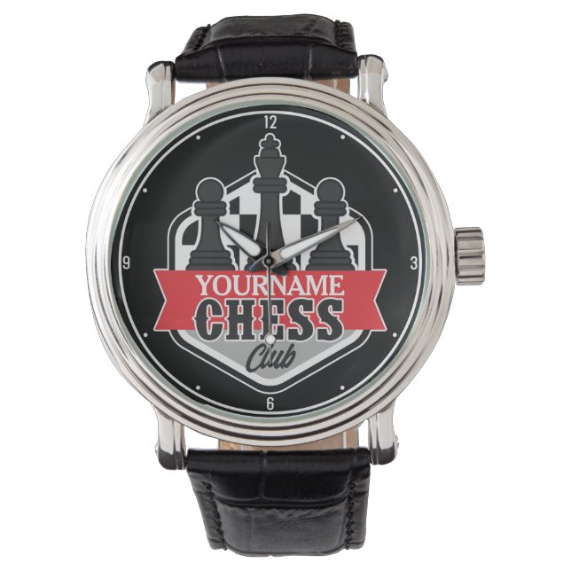 Montre Nom personnalisé Chess Player Club Checkmate (devant)