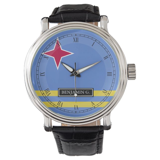Montre Nom personnalisé du drapeau Aruba (devant)