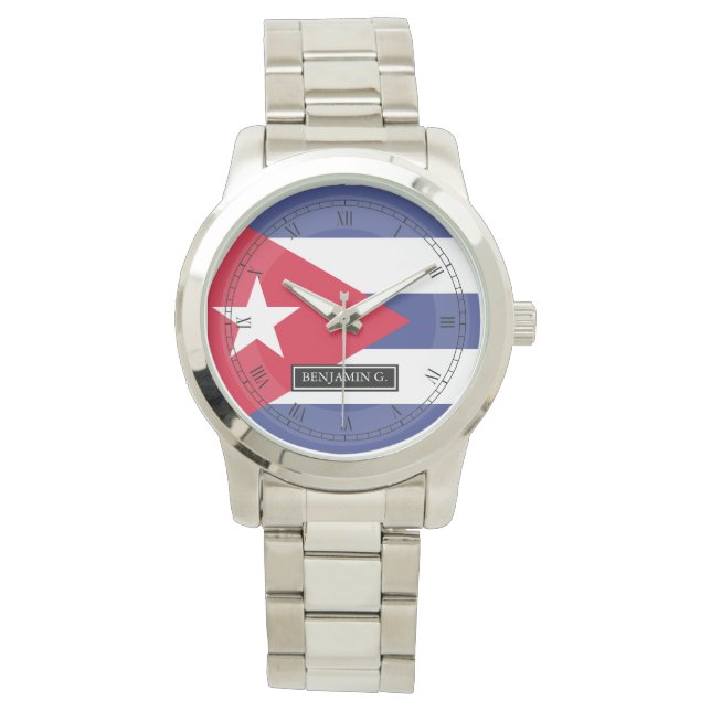Montre Nom personnalisé du drapeau cubain (devant)