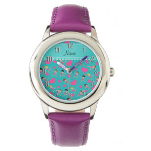 Montre Nom personnalisé fille gymnaste turquoise étoile