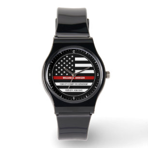 Montre Nom personnalisé FireFighter Mince Station d'incen